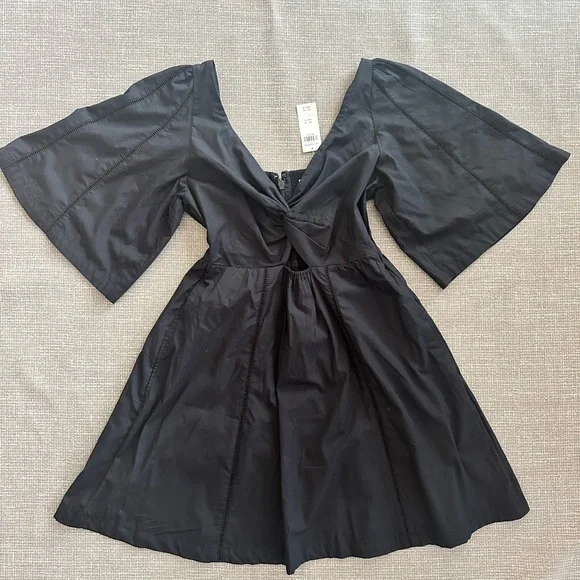 Abercrombie & Fitch Midi Dress Sz M Tall Smocked Waist Flowy Summer Dress Black - Picture 2 of 16